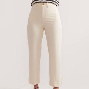 Marine Layer Bridget Cream High Waist Wide Leg Full Length Jeans NWT Size 14